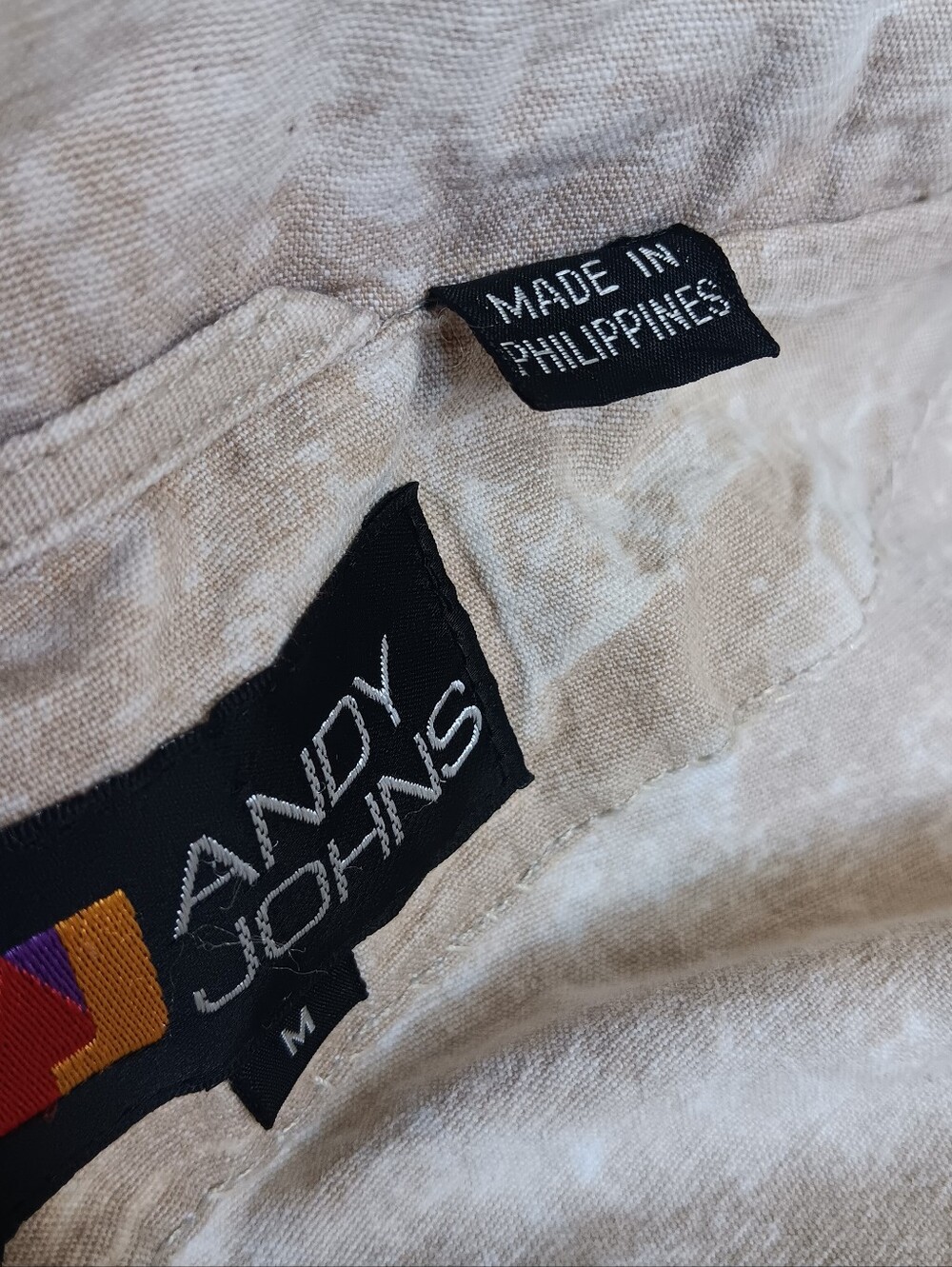 VTG Andy Johns Beige Marble Cotton Snap Up Denim Trench, Jacket Womens Medium - Picture 7 of 12